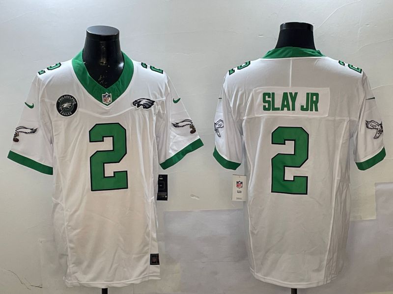 Men Philadelphia Eagles #2 Slay jr White Retro three generations 2025 Nike Vapor Limited NFL Jersey style 5->philadelphia eagles->NFL Jersey